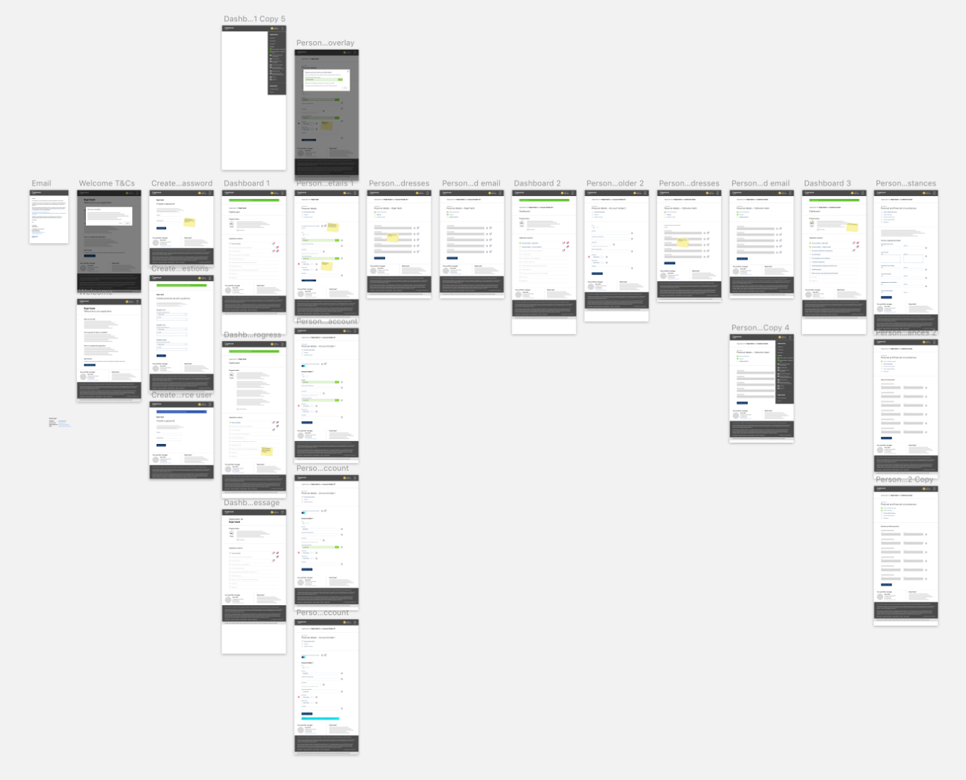 Screenshot of wireframes