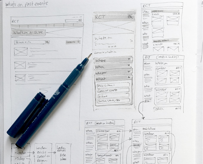 Rough wireframe sketches